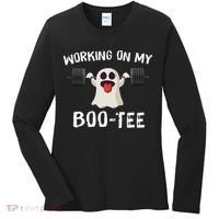 Retro Working On My Booty Cute Funny Boujee Ghost Halloween Women's Long Sleeve Shirt thumb 0
