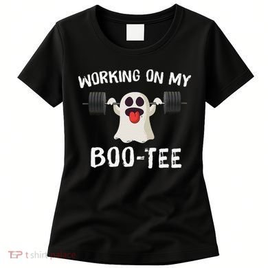 Retro Working On My Booty Cute Funny Boujee Ghost Halloween Women's T-Shirt