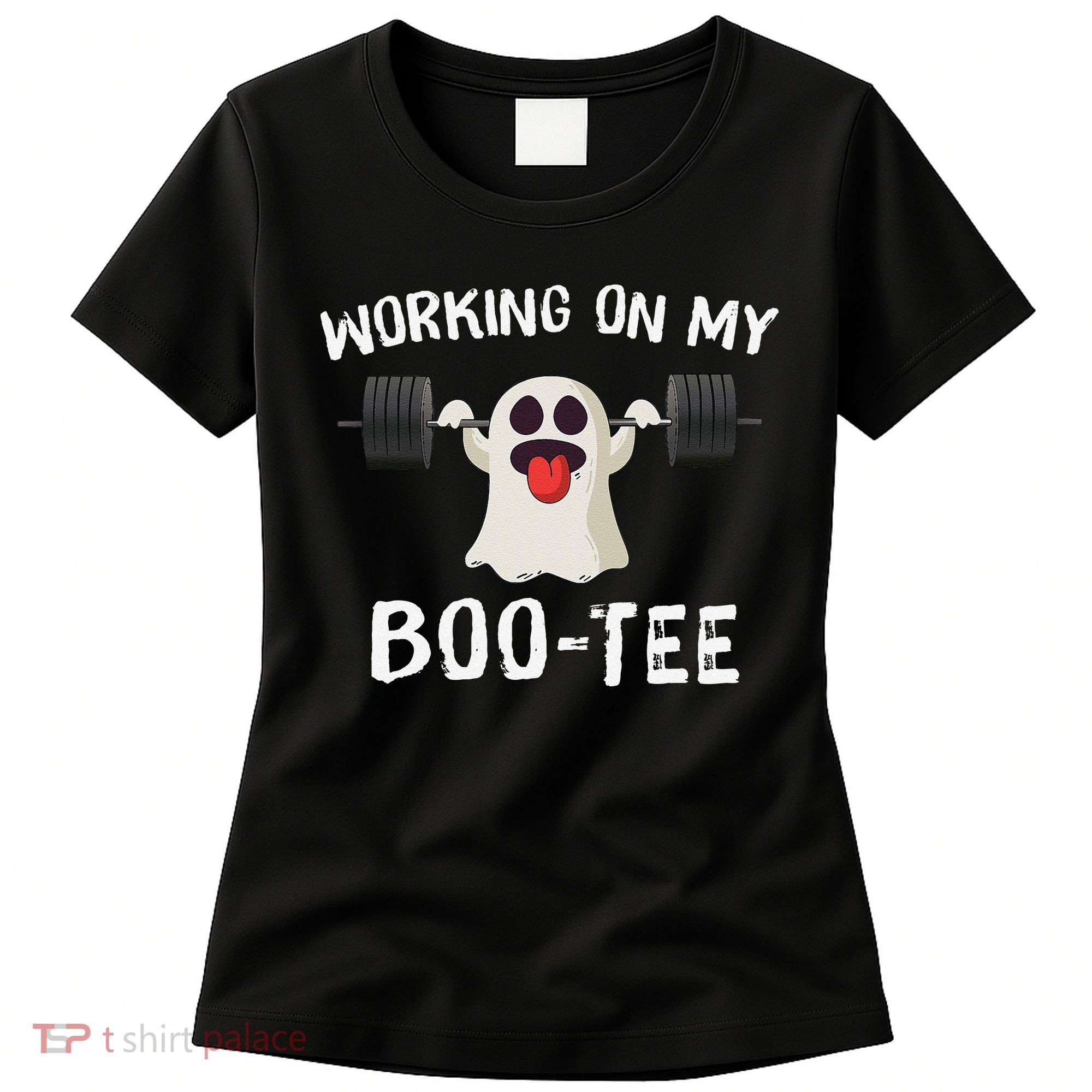 Retro Working On My Booty Cute Funny Boujee Ghost Halloween Women's T-Shirt