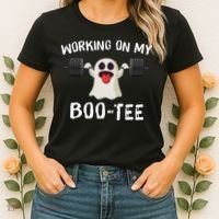 Retro Working On My Booty Cute Funny Boujee Ghost Halloween Women's T-Shirt thumb 2