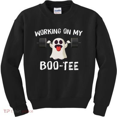 Retro Working On My Booty Cute Funny Boujee Ghost Halloween Kids Sweatshirt
