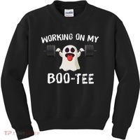 Retro Working On My Booty Cute Funny Boujee Ghost Halloween Kids Sweatshirt thumb 0