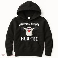 Retro Working On My Booty Cute Funny Boujee Ghost Halloween Kids Hoodie thumb 0