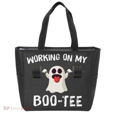 Retro Working On My Booty Cute Funny Boujee Ghost Halloween Tote Bag