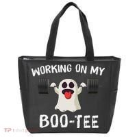 Retro Working On My Booty Cute Funny Boujee Ghost Halloween Tote Bag thumb 0