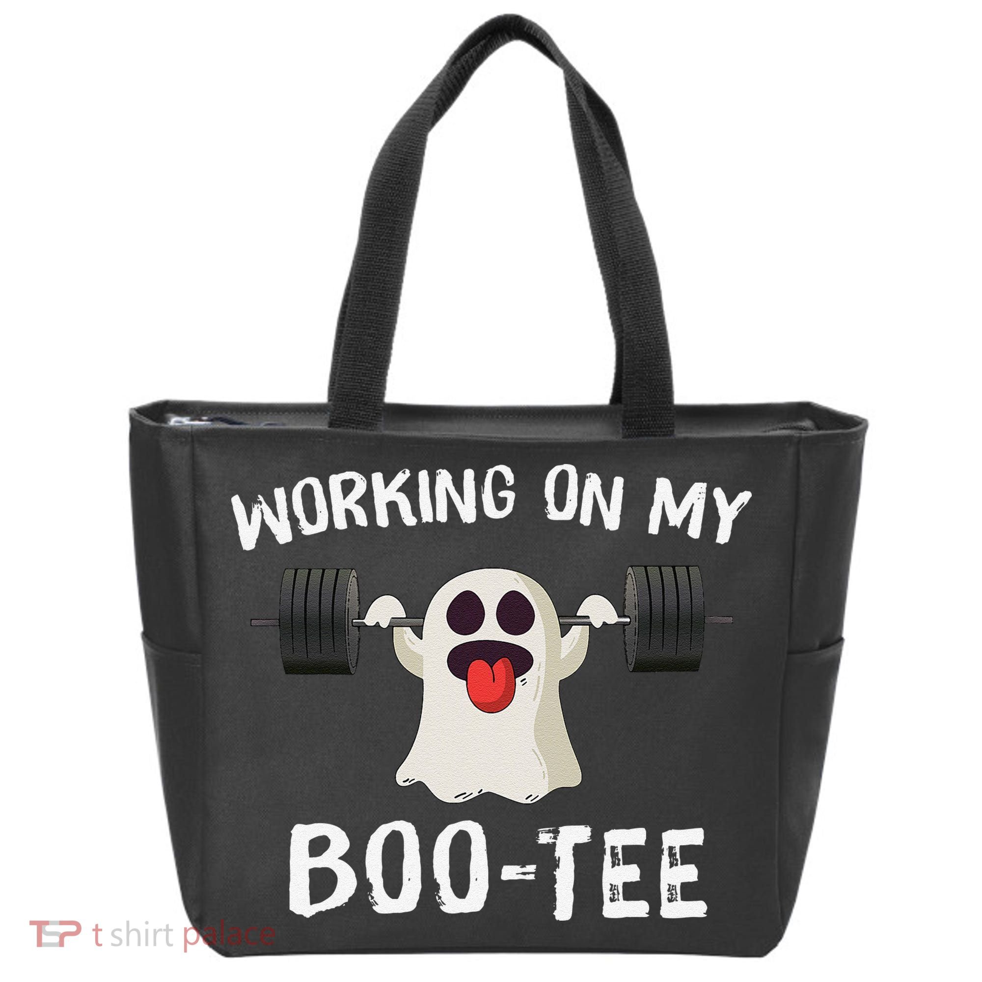 Retro Working On My Booty Cute Funny Boujee Ghost Halloween Tote Bag