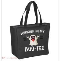 Retro Working On My Booty Cute Funny Boujee Ghost Halloween Tote Bag thumb 2