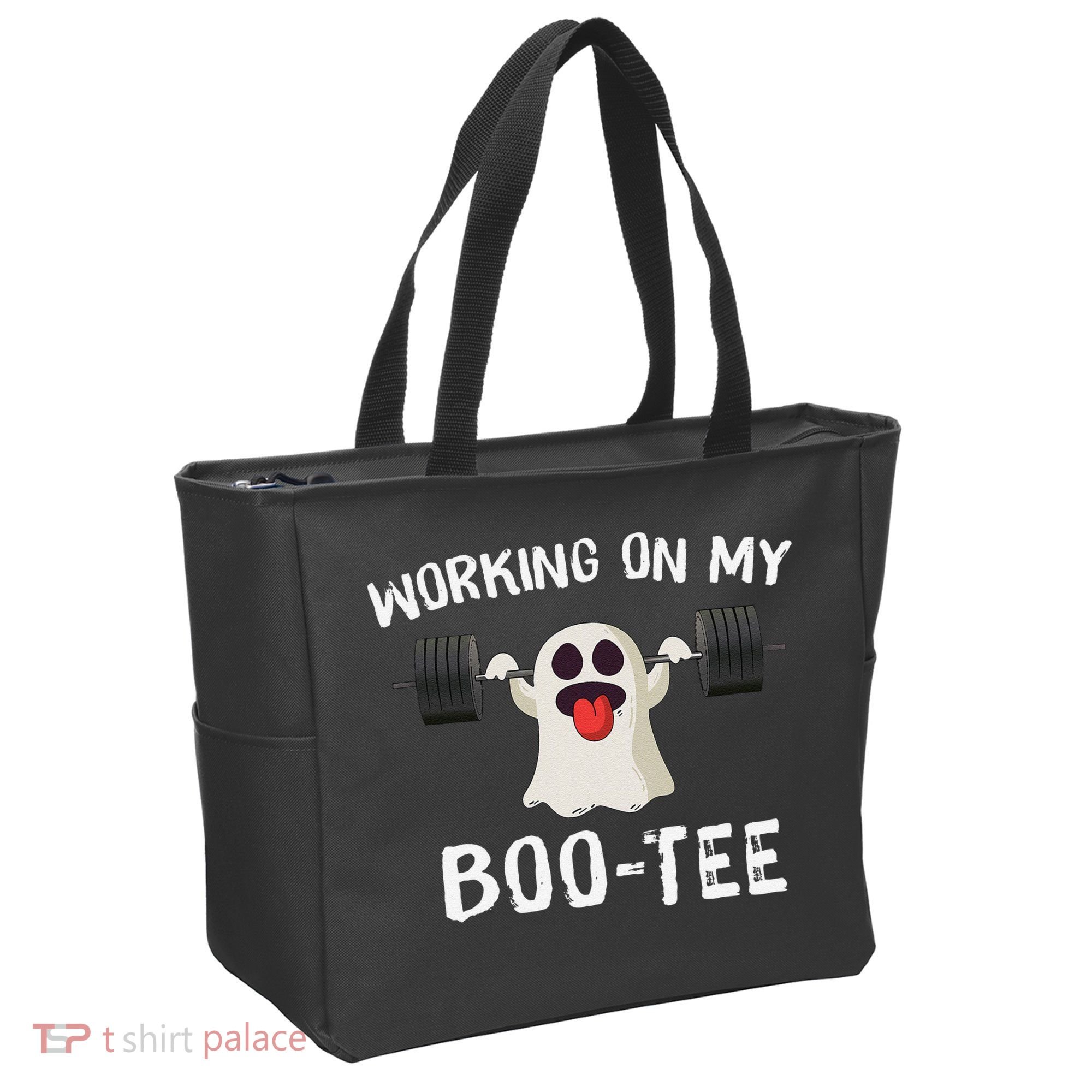 Retro Working On My Booty Cute Funny Boujee Ghost Halloween Tote Bag