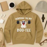 Retro Working On My Booty Cute Funny Boujee Ghost Halloween Hoodie thumb 3