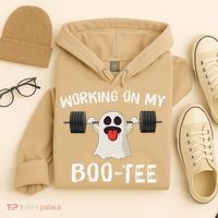 Retro Working On My Booty Cute Funny Boujee Ghost Halloween Hoodie thumb 4