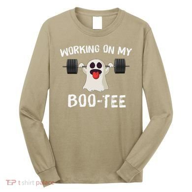 Retro Working On My Booty Cute Funny Boujee Ghost Halloween Long Sleeve Shirt