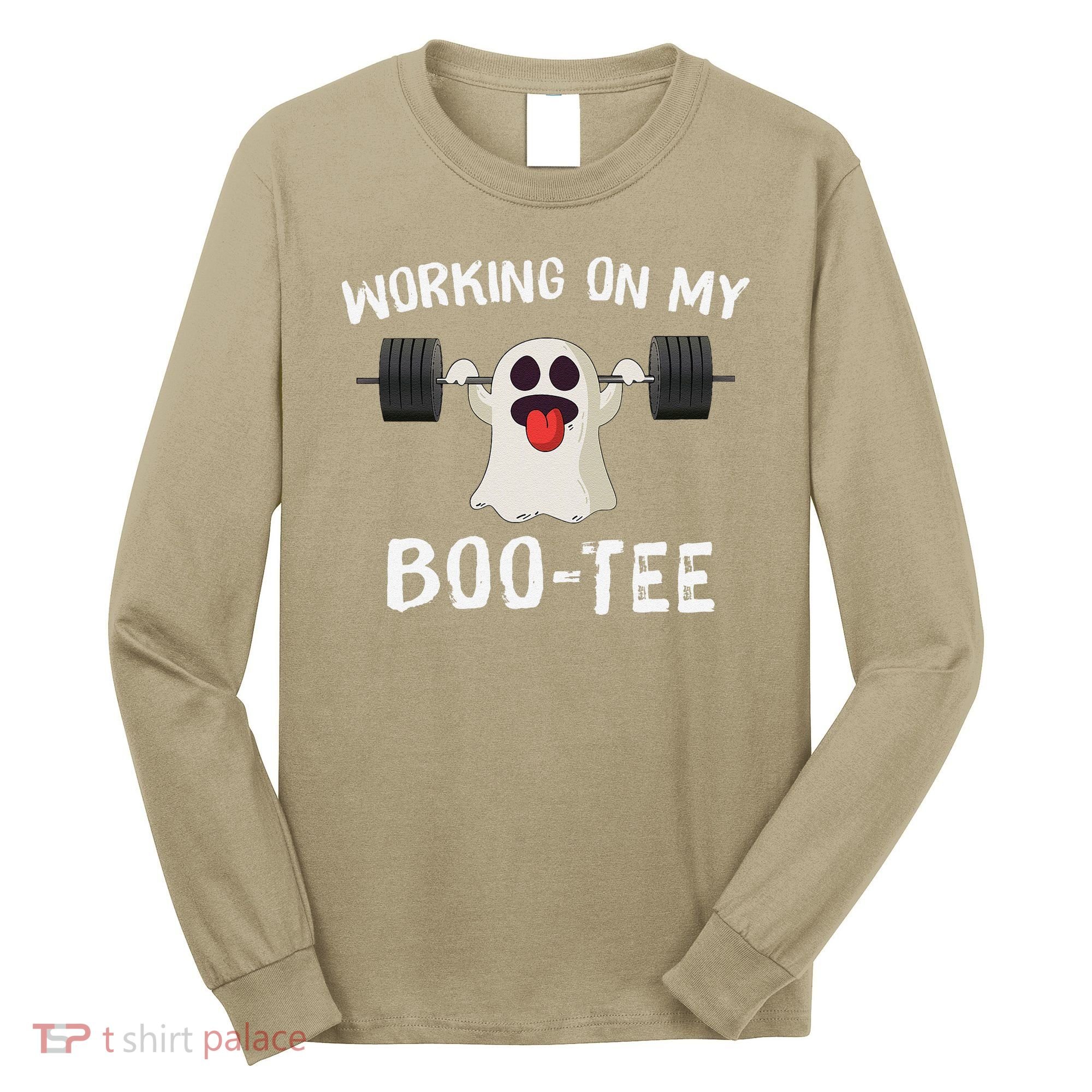 Retro Working On My Booty Cute Funny Boujee Ghost Halloween Long Sleeve Shirt