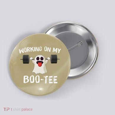 Retro Working On My Booty Cute Funny Boujee Ghost Halloween Button
