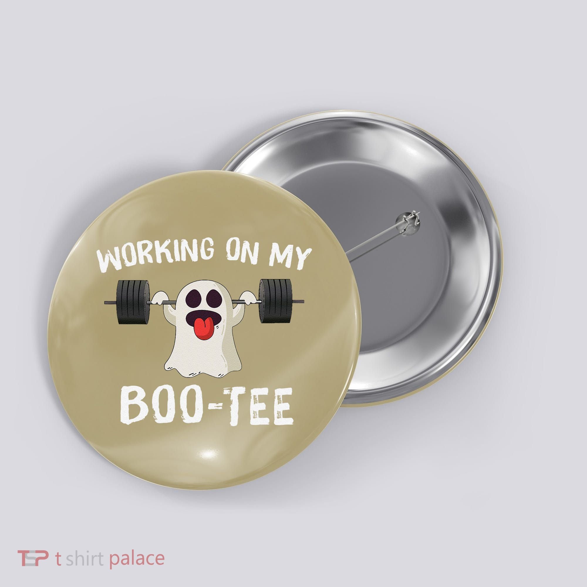 Retro Working On My Booty Cute Funny Boujee Ghost Halloween Button