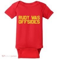 Rudy Was Offsides Red South California Funny Rivalry Fan Baby Bodysuit thumb 0
