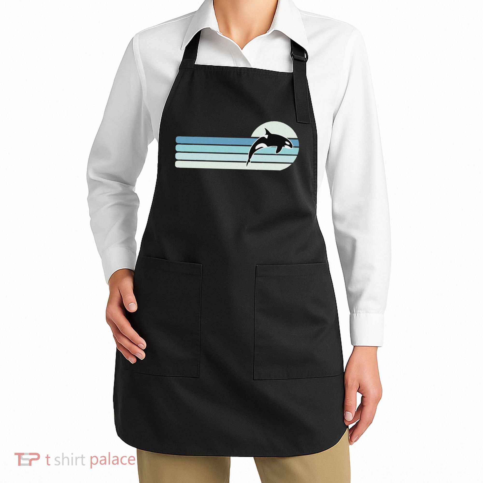 Retro Whale Orca Apron