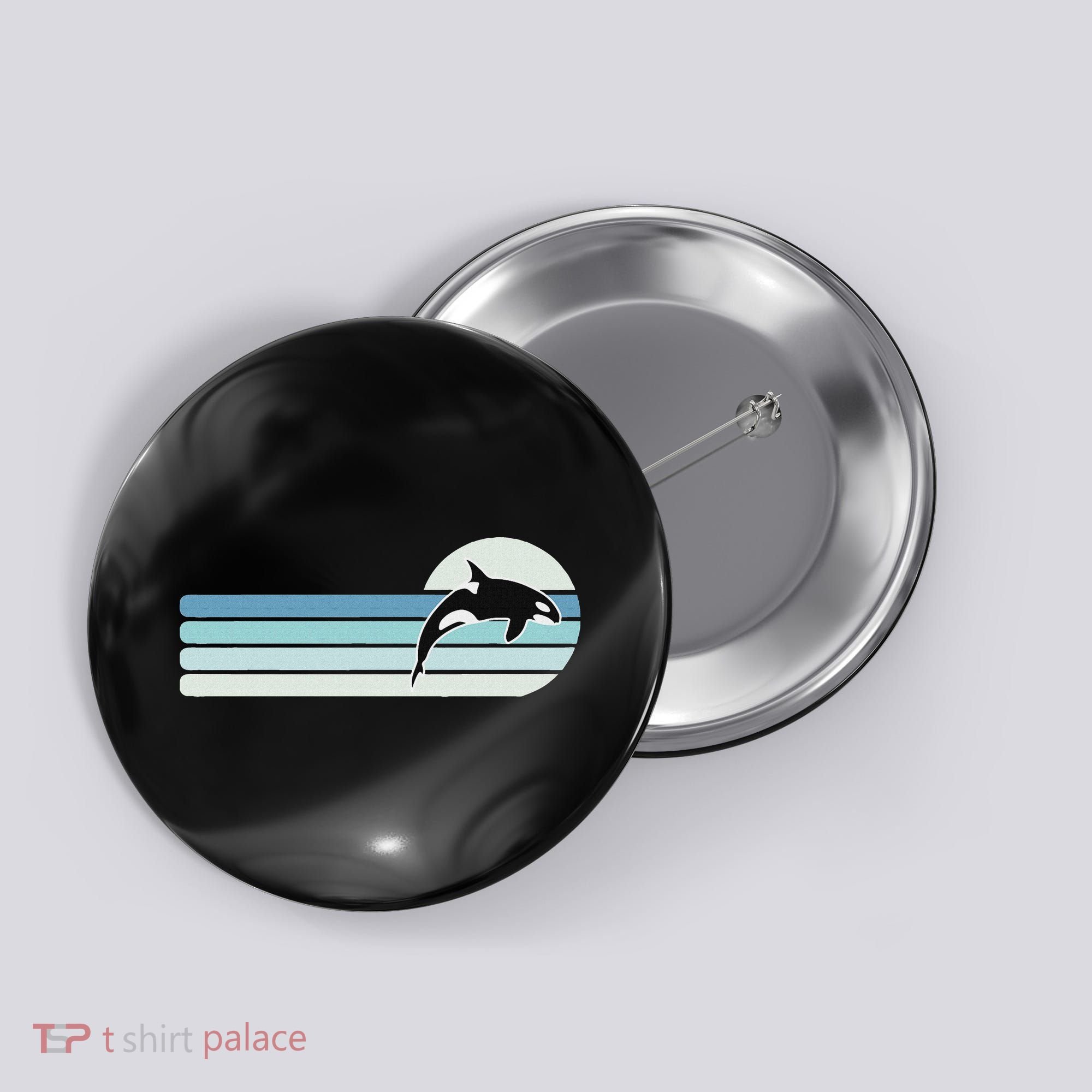 Retro Whale Orca Button