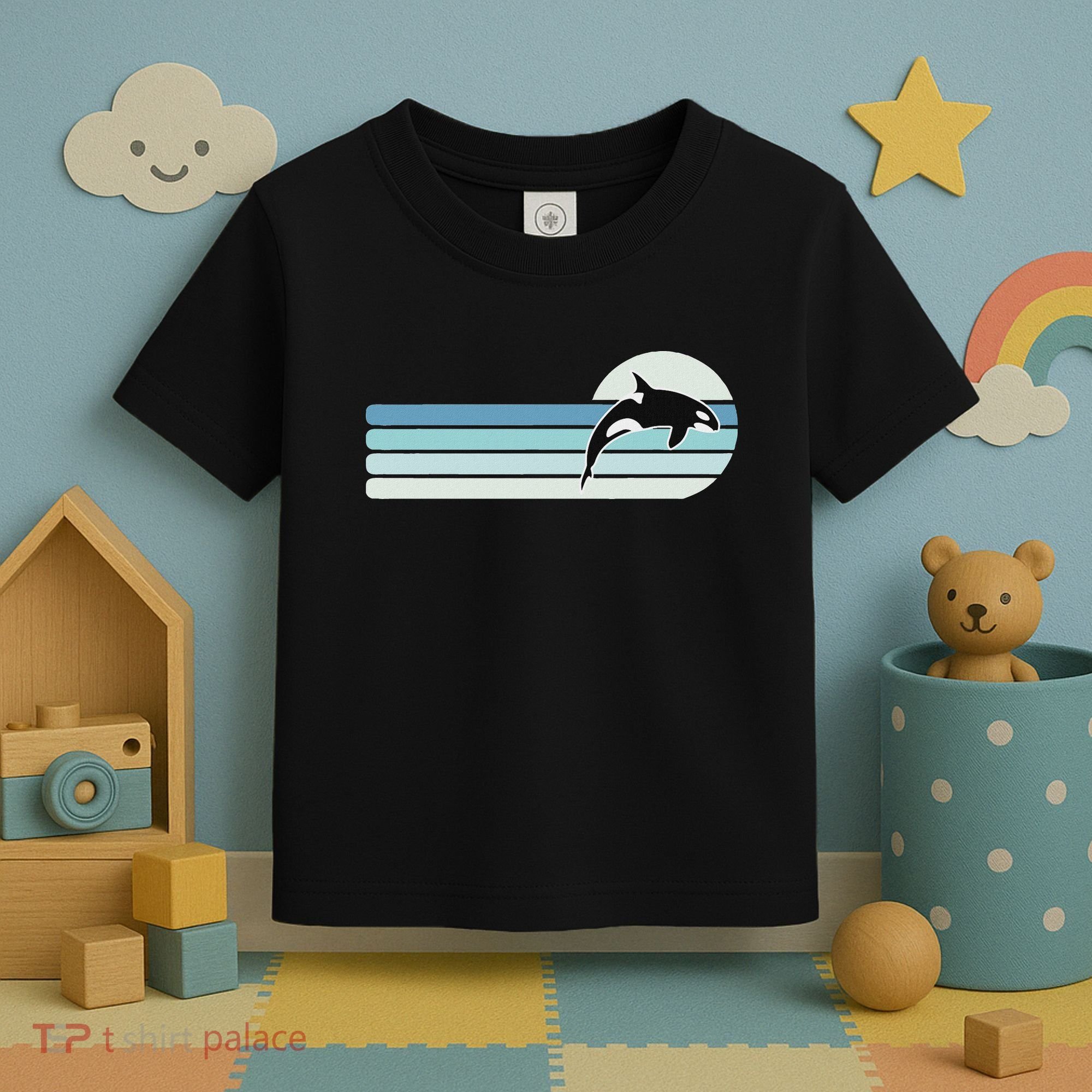 Retro Whale Orca Toddler T-Shirt