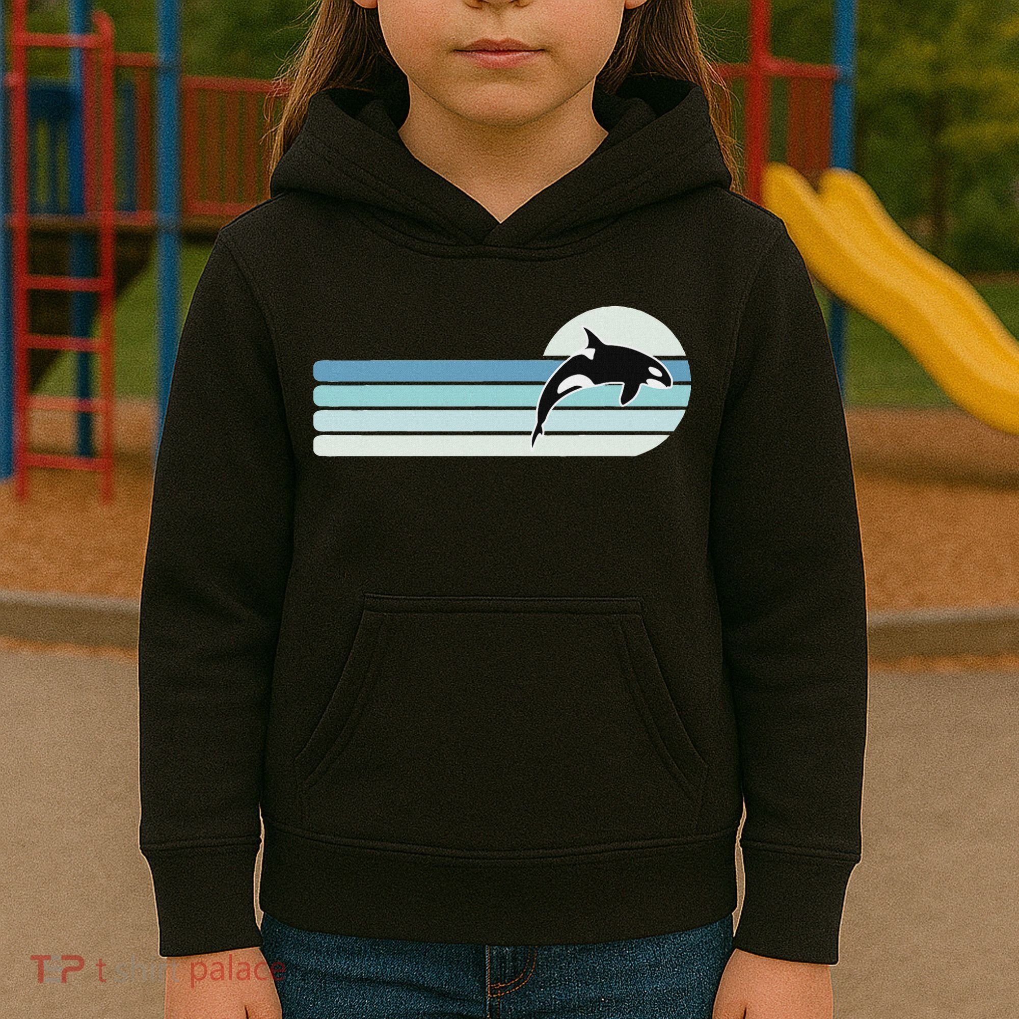 Retro Whale Orca Kids Hoodie