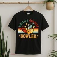 Retro Worlds Okayest Bowler Funny Men Women Mom Kids Bowling T-Shirt thumb 2