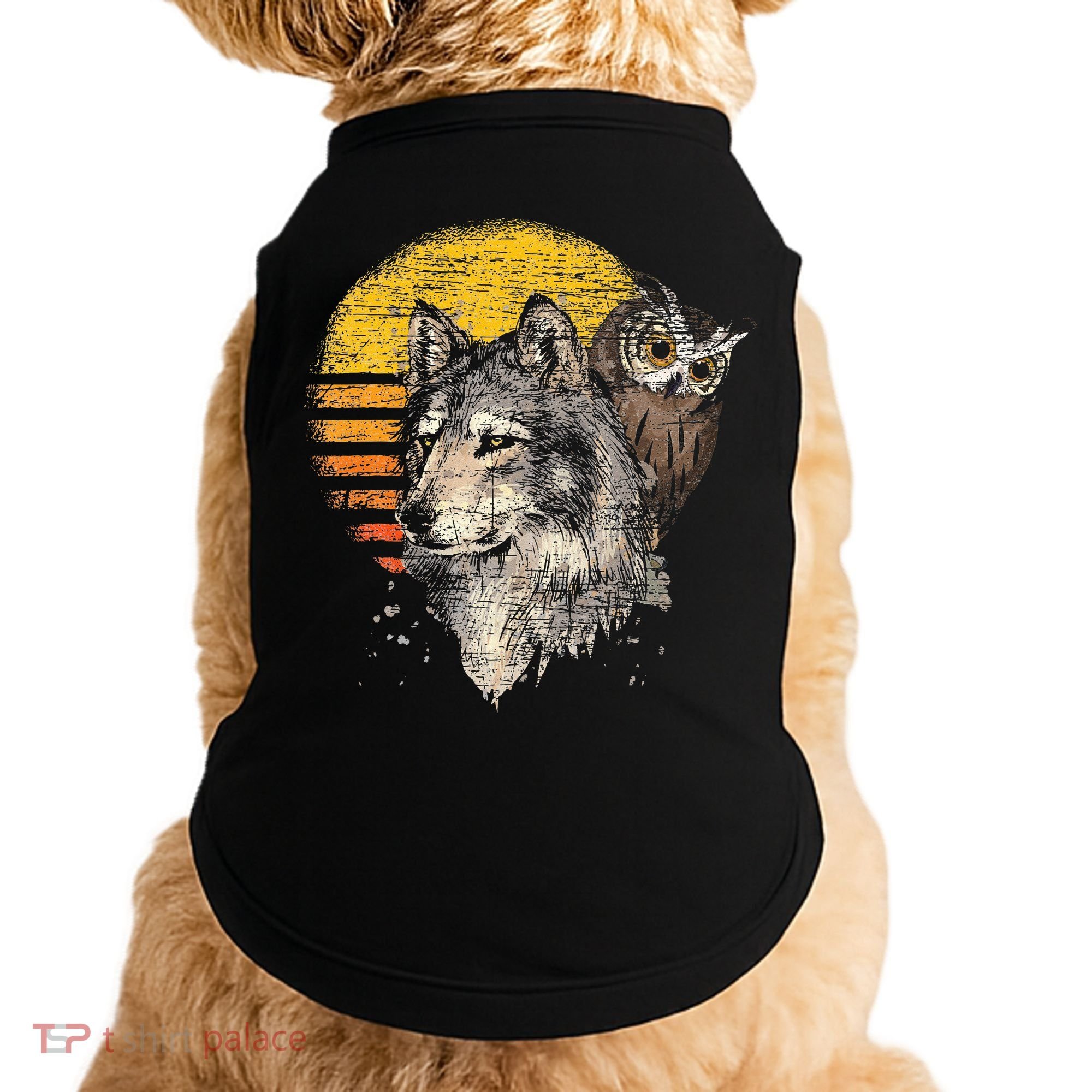 Retro Wolf Owl Doggie Tank