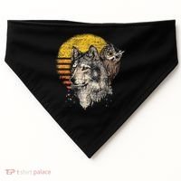 Retro Wolf Owl USA-Made Doggie Bandana thumb 0