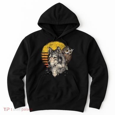 Retro Wolf Owl Hoodie