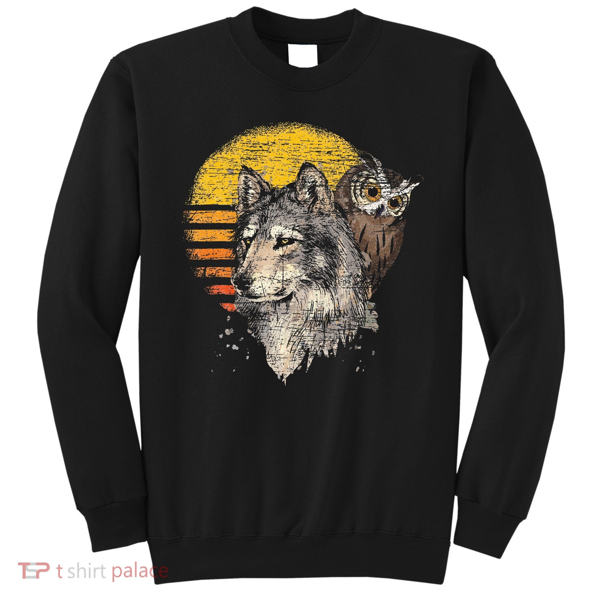 Retro Wolf Owl Sweatshirt