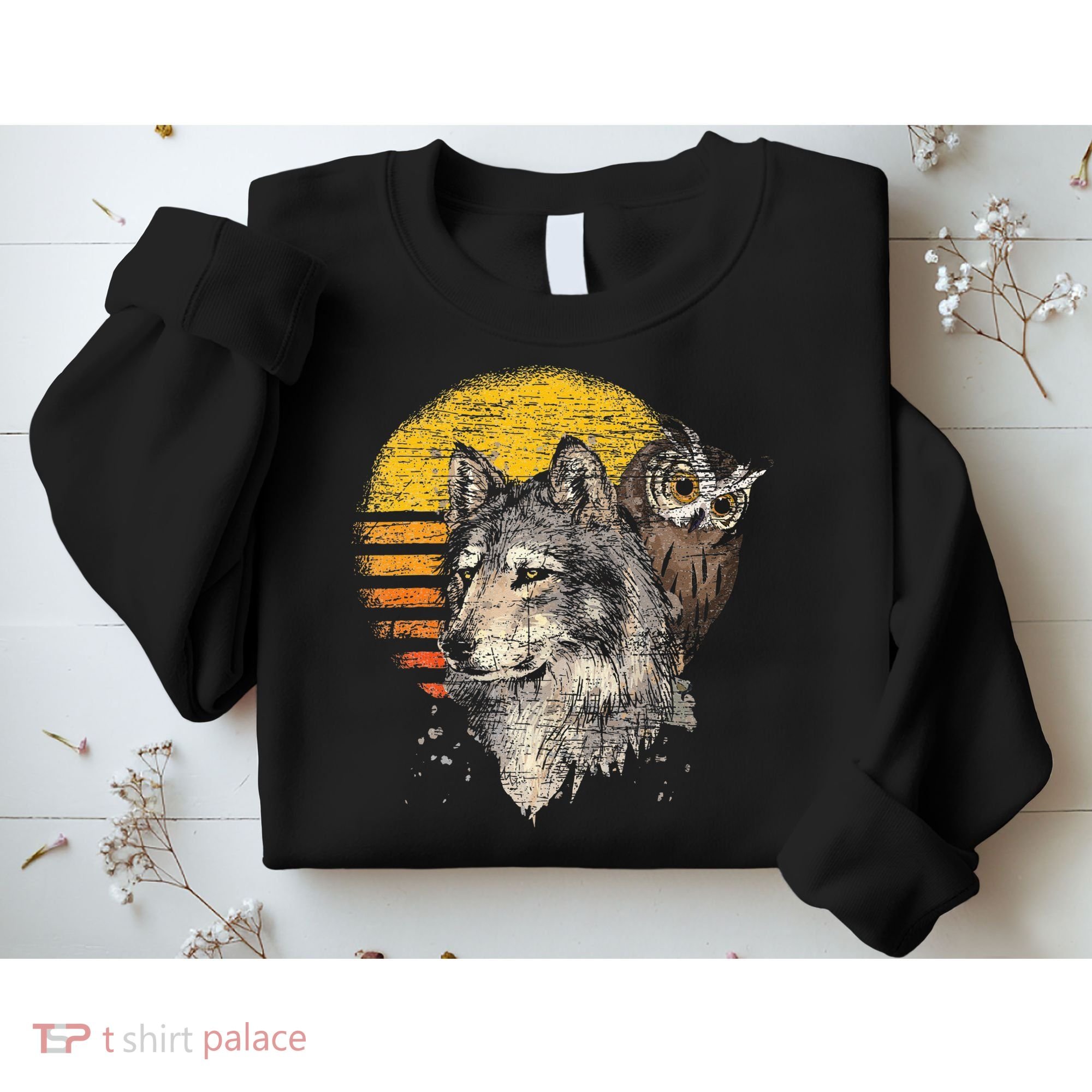 Retro Wolf Owl Sweatshirt