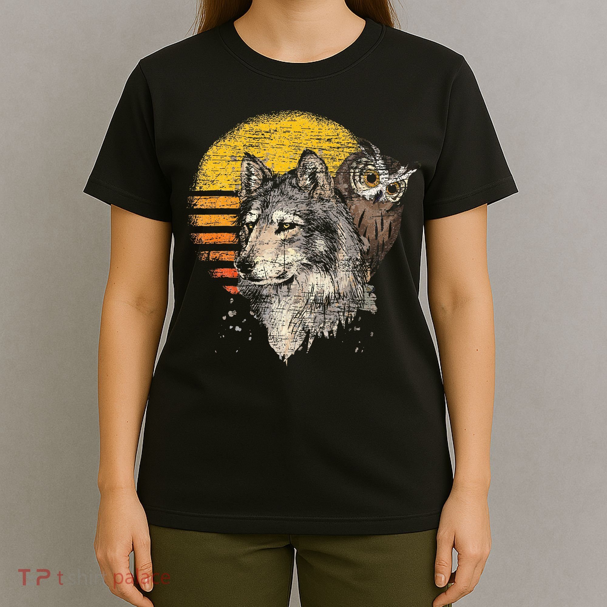 Retro Wolf Owl T-Shirt
