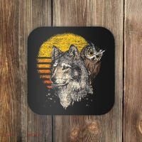 Retro Wolf Owl Coaster thumb 0