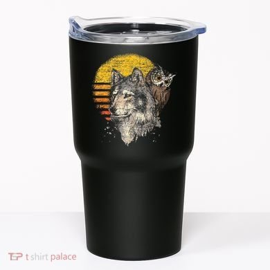 Retro Wolf Owl Tumbler