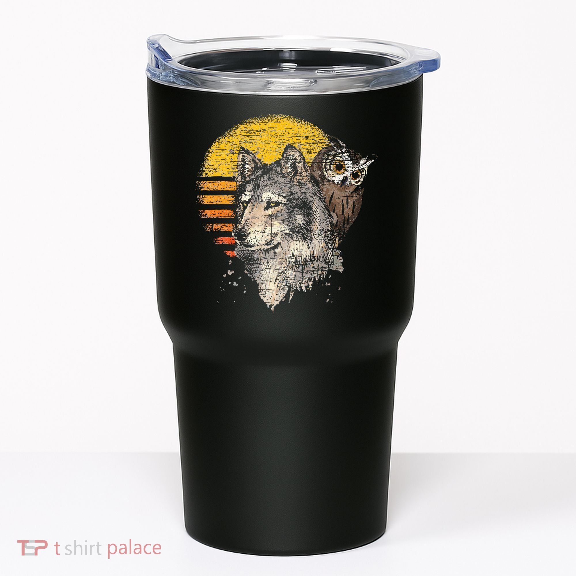 Retro Wolf Owl Tumbler