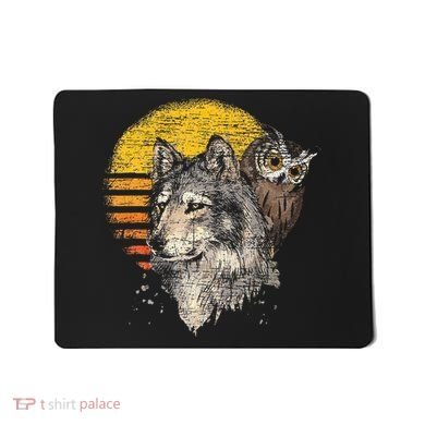 Retro Wolf Owl Mousepad
