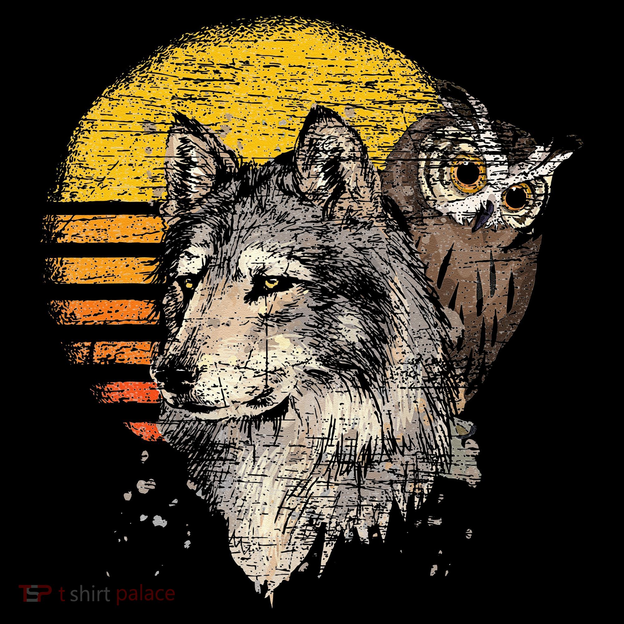 Retro Wolf Owl Mousepad