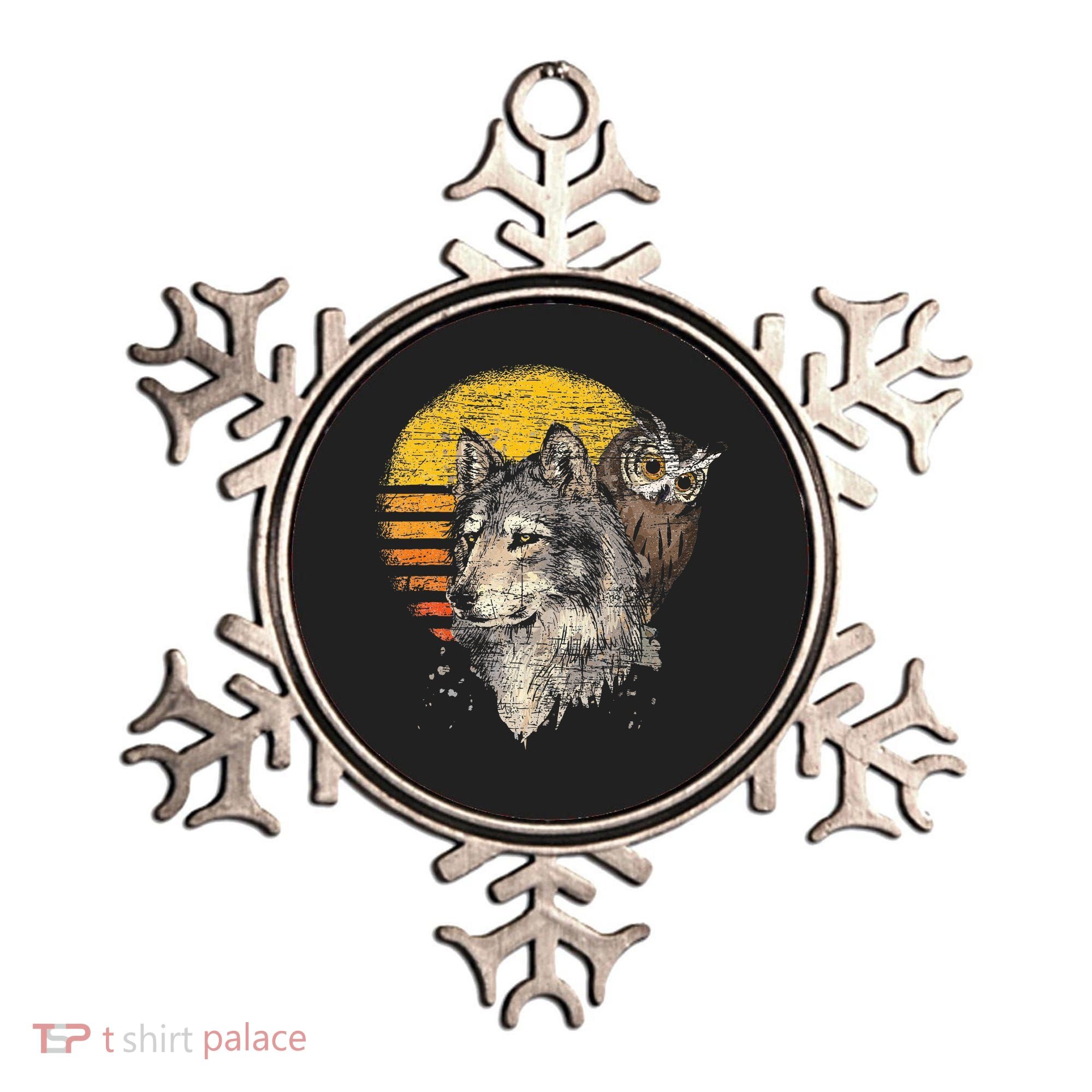 Retro Wolf Owl Ornament