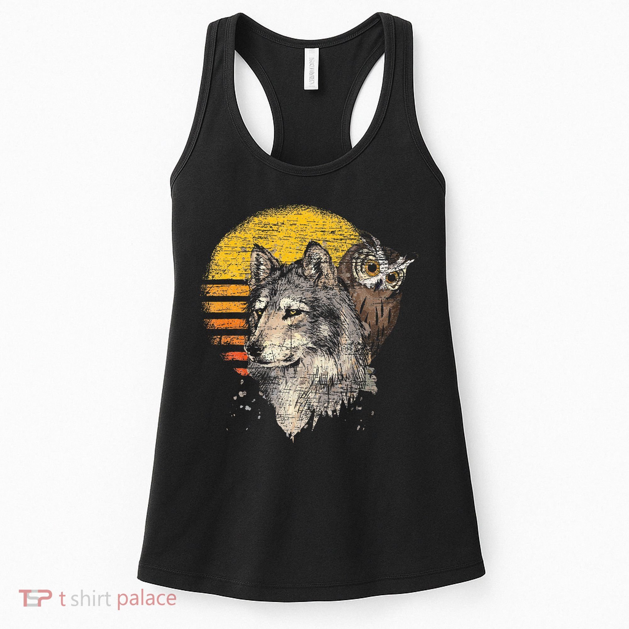Retro Wolf Owl Women's Tank Top