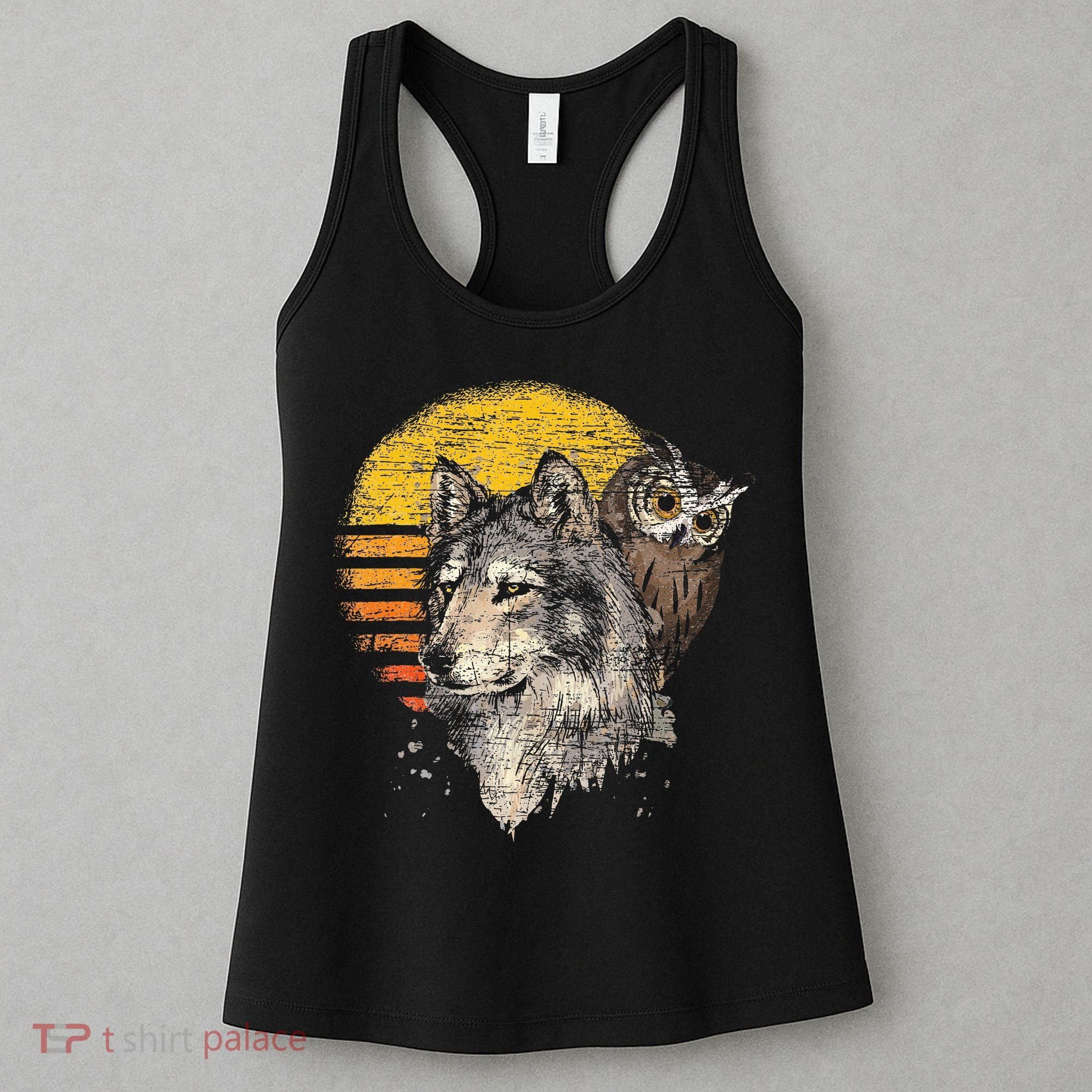 Retro Wolf Owl Women's Tank Top
