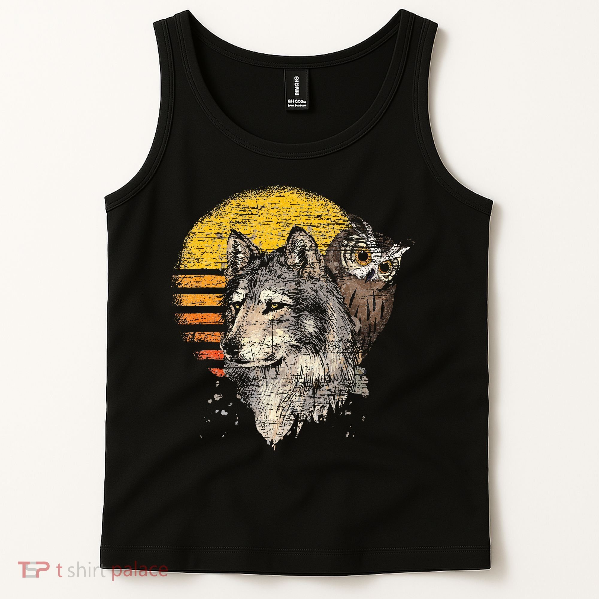 Retro Wolf Owl Tank Top