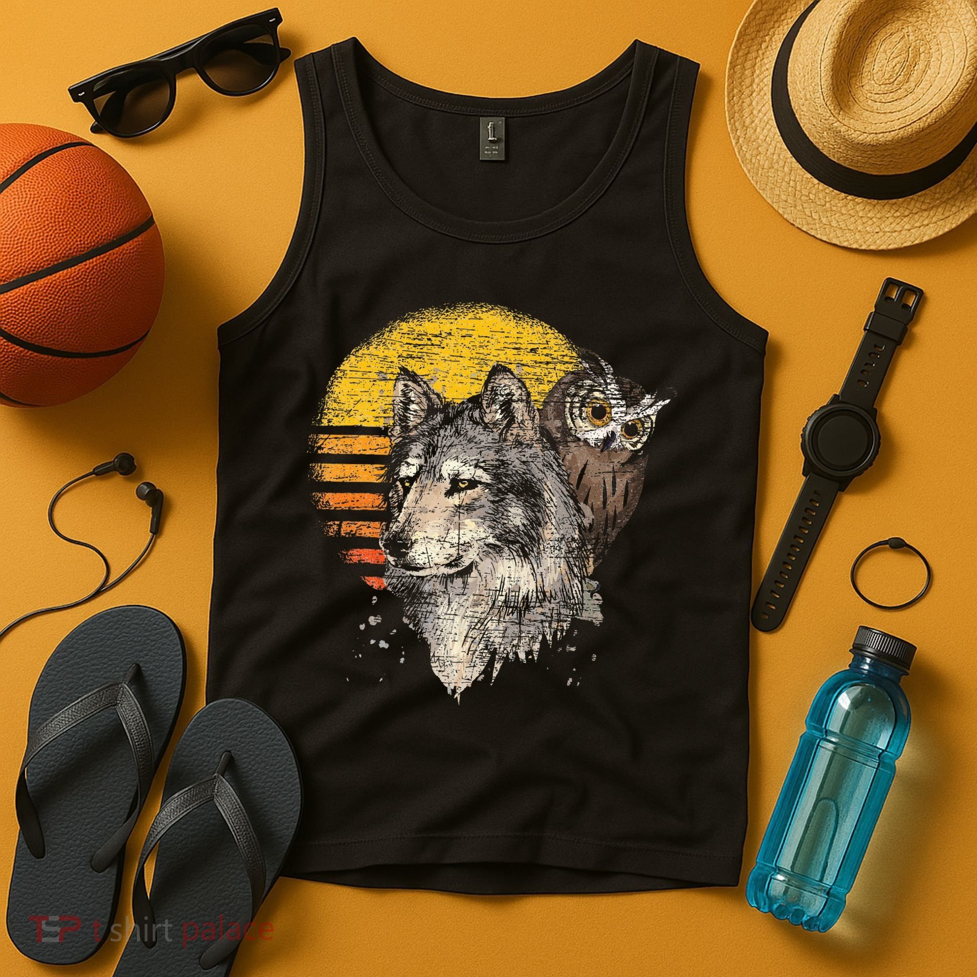 Retro Wolf Owl Tank Top