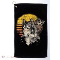 Retro Wolf Owl Golf Towel thumb 0