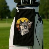 Retro Wolf Owl Golf Towel thumb 2