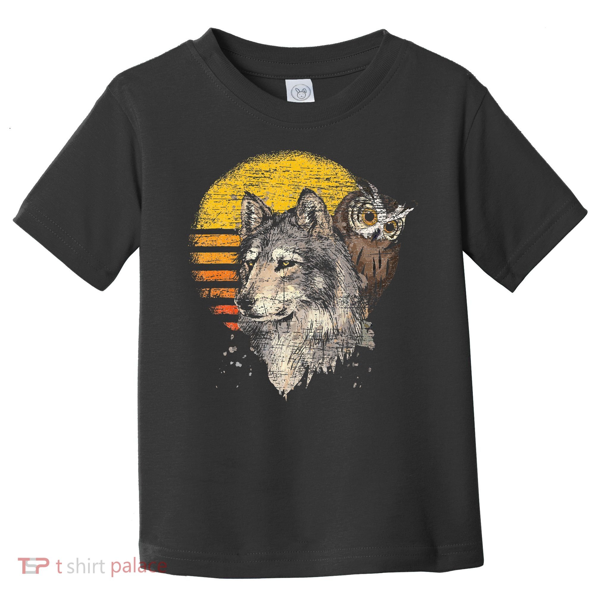 Retro Wolf Owl Toddler T-Shirt