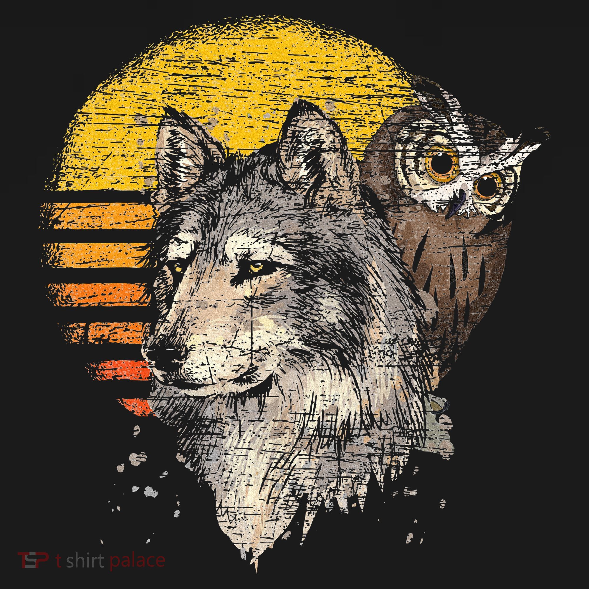 Retro Wolf Owl Toddler T-Shirt