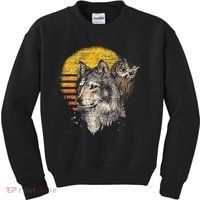 Retro Wolf Owl Kids Sweatshirt thumb 0