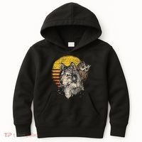 Retro Wolf Owl Kids Hoodie thumb 0
