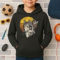 Retro Wolf Owl Kids Hoodie thumb 2