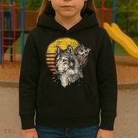 Retro Wolf Owl Kids Hoodie thumb 3