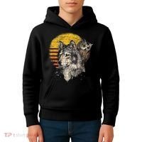 Retro Wolf Owl Kids Hoodie thumb 4