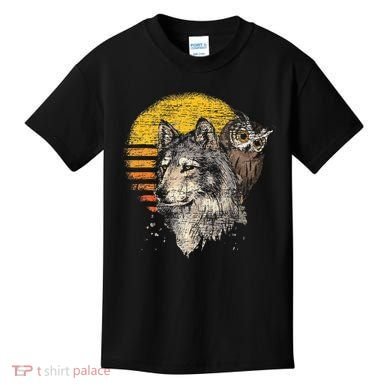 Retro Wolf Owl Kids T-Shirt